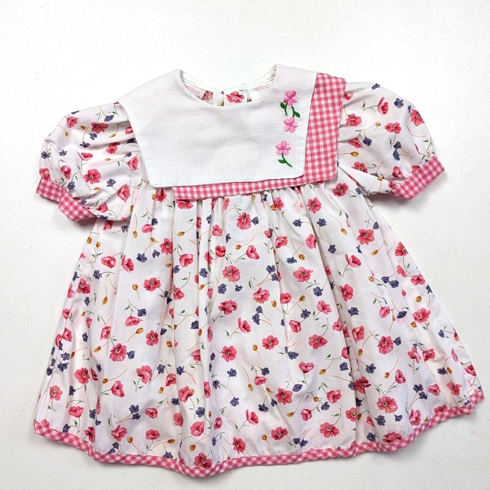 Vintage Allison Ann Dress Girls Size 18m Pink Floral Spring
